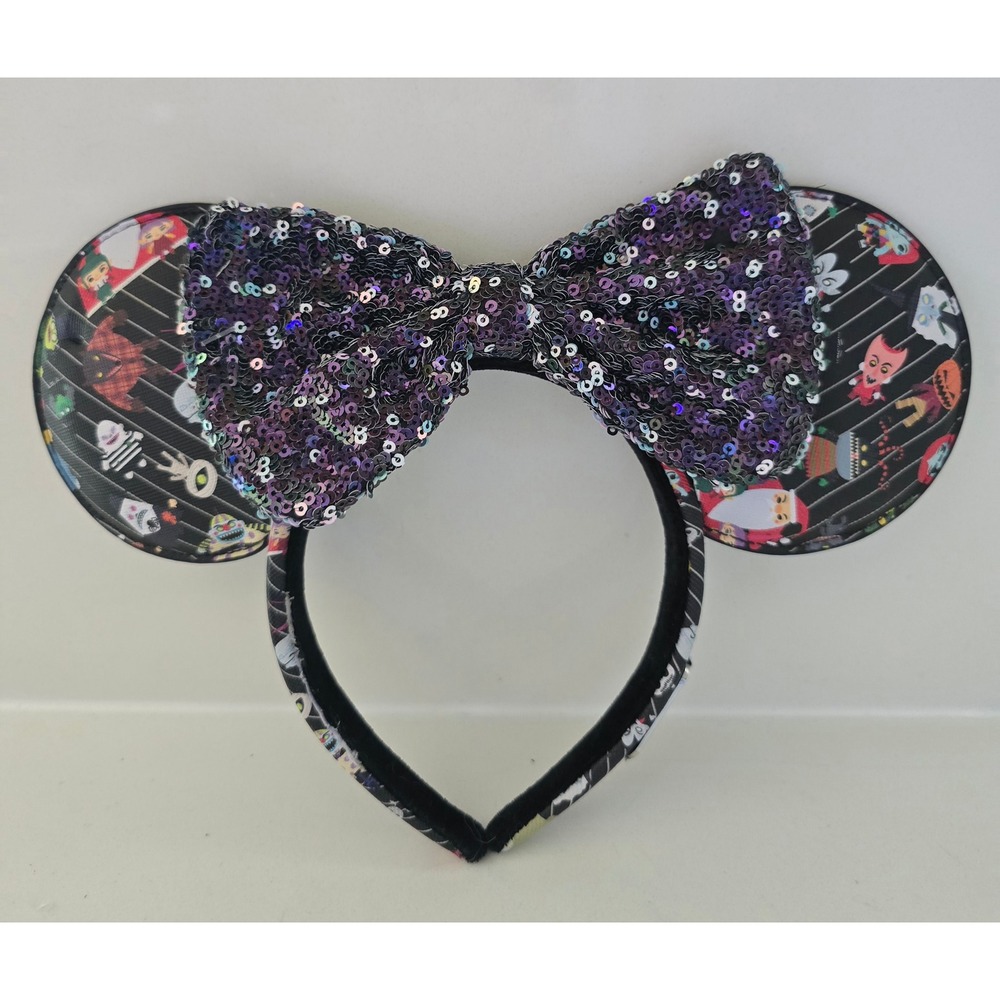 Loungefly Disney Nightmare Before Christmas Sequin Bow Minnie Mouse Headband